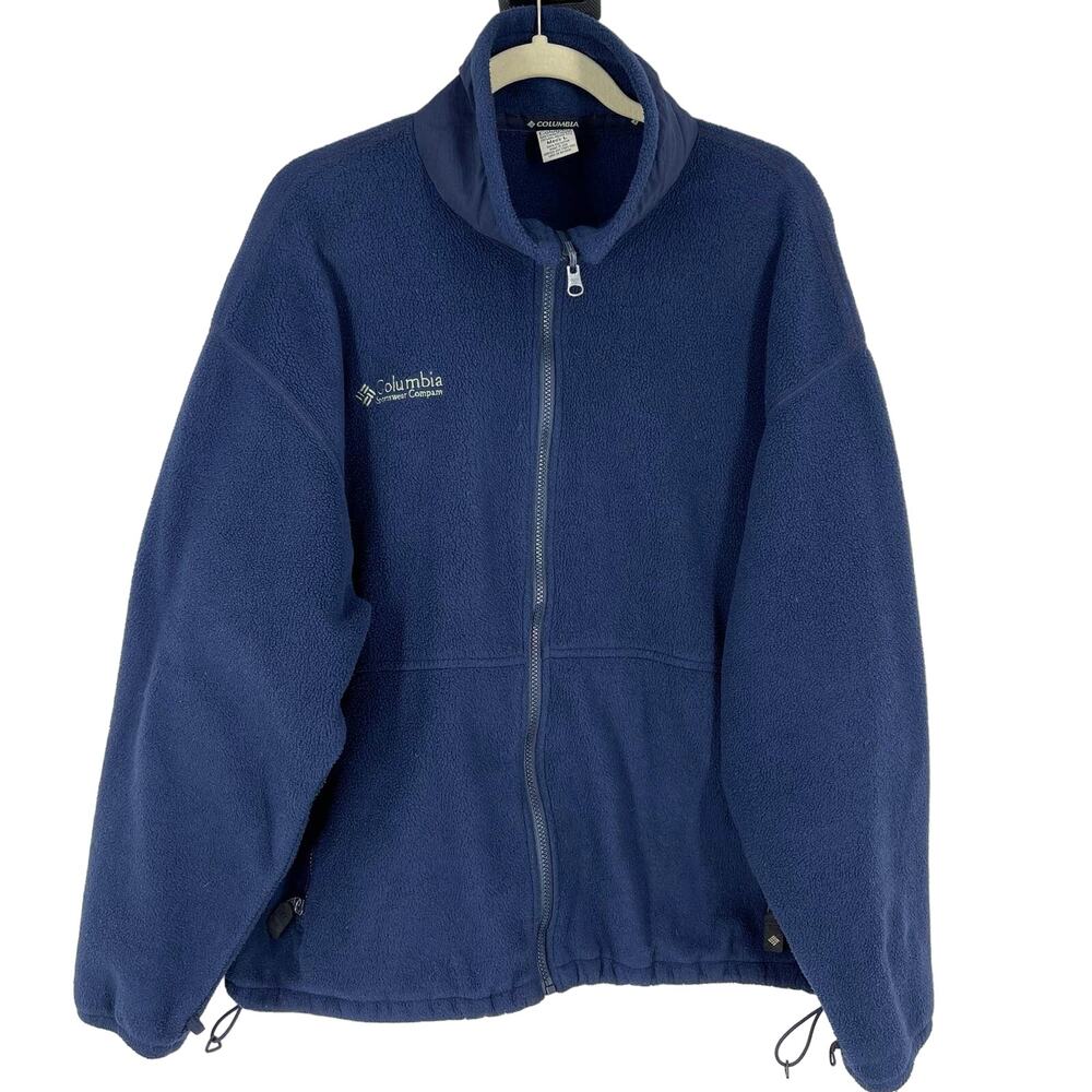 Vintage Columbia Fleece‎ Full Zip Sweater Blue Men's Size Large